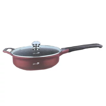 Bachmayer BM-7854-28 préselt aluminium serpenyő tapadásmentes márvány bevonattal, üveg fedővel, fogantyúval, 28 cm Ø, 3.4 Liter, Bordó
