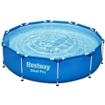 Bestway Steel Pro kör alakú fémvázas medence vízforgatóval, 305 x 76 cm, 4,6 m³ víztérfogat, kék (56679)