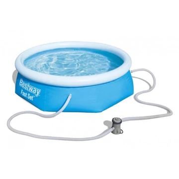 Bestway Korfu Fast Set kör alakú puhafalú medence vízforgatóval, 305 x 76 cm, 3,6 m³ víztérfogat, kék (57270)