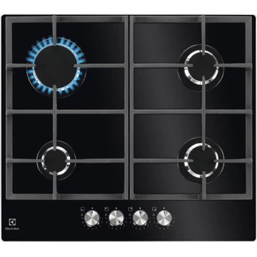 Electrolux KGG64262K beépíthető gáz főzőlap, 4 gáz főzőzóna, Speed Burner gázégők, Egykezes szikragyújtás, Teljesítményszabályozás LED kijelzéssel, Fekete