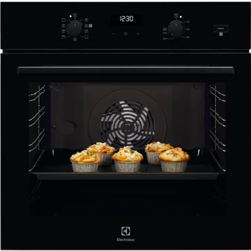 Electrolux EOD5C50Z SteamBake beépíthető sütő, 2990 W, 72 l, Sütővilágítás, Grill funkció, Sütési funkciók, Légkeverés, Hőlégbefúvás, Párás sütés, Alsó+Felső sütés, Hagyományos sütés, Pizza, Turbó grill, Kiolvasztás, Fekete-Ezüst