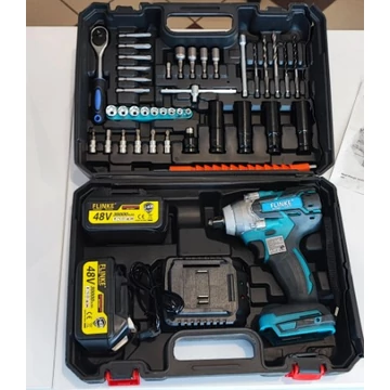 Flinke FK-8045 Akkumulátoros ütvecsavarozó készlet 2 db Li-Ion 48 V/3000mAh akkumulátorral, 1200 W, 2200-3000 fordulat/perc, 380 Nm nyomaték