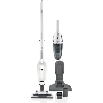 Gorenje SVC180FW 2 az 1-ben akkumulátoros fehér álló porszívó • Tisztítás típusa: Száraz • Portároló típusa: Porzsák nélküli • Szűrőrendszer: HEPA + Ciklon • Energia ellátás: Akkumulátoros • Zajszint: 74 dB • Tartály űrtartalma: 0,6 l • Üzemidő: 50 perc