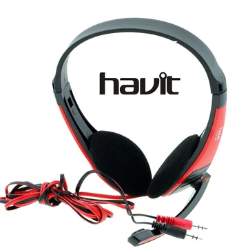 Havit HV-H2105D vezetékes fejhallgató, fekete-piros