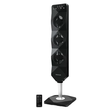 Sencor SFN 5040BL toronyventilátor, 90 mm, Ultra csendes, Érintőszenzoros panel, 3 beépített ventilátor, 90 W, Távirányító, Fekete