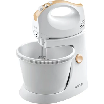 Sencor SHM 5330-EUE3 Tálas kézi mixer, 500W, 3.5 Literes forgó keverőtál, 5 sebességfokozat, Fehér
