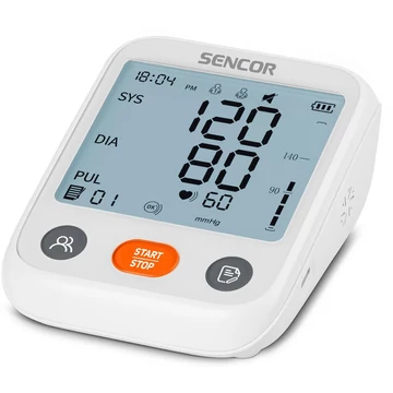 Sencor SBP 1150WH Felkaros vérnyomásmérő, LCD kijelző, Állítható pánt, Mérés memória