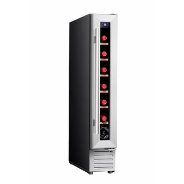 Stahlman ST-307 kompresszoros borhűtő és italhűtő, 18 l, 7 palack, 6 db fém fix polc, LED világítás, Ezüst