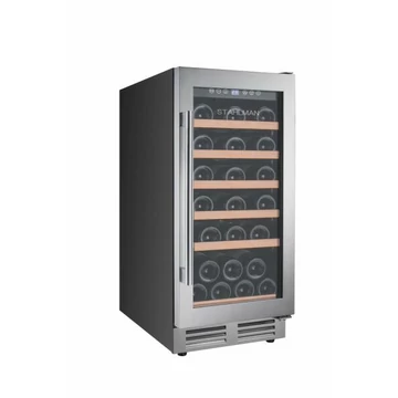Stahlman ST-309 borhűtő és italhűtő, 100 l, 30 palack, 5+1 bükfa polc, LED világítás, Ezüst