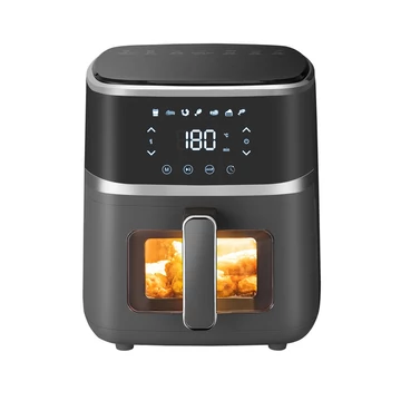 TOO AF-150B-1400 W 5 L forrólevegős sütő (air fryer/airfryer) digitális vezérléssel, betekintő ablakkal, Fekete
