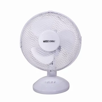 TOO FAND-23-200-W asztali ventilátor, 25 W, 23 cm lapátátmérő, 2 sebességfokozat, Oszcillációs mód, Dönthető fej, Fehér