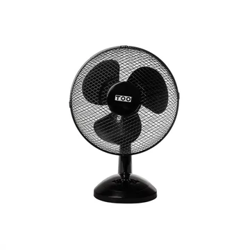TOO FAND-30-201-B asztali ventilátor, 45 W, 30 cm lapátátmérő, 3 sebességfokozat, Oszcillációs mód, Dönthető fej, Fekete