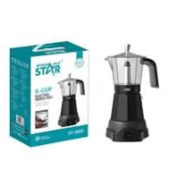 Winning Star ST-6802 Elektromos Moka Kávéfőző, 480W, 6 csészés, Fekete 
