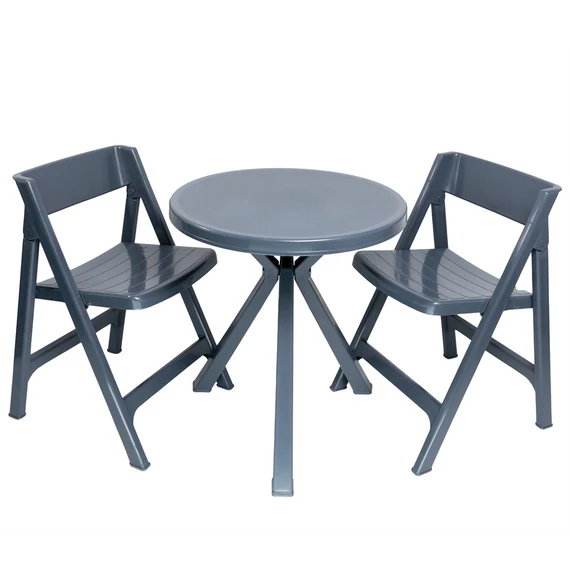FLAIR 61604 antracit balkon szett, asztal (70x72 cm) és 2 szék (46x50x75 cm)