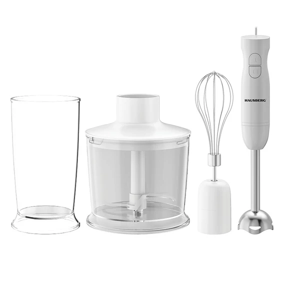 Hausberg HB-7701AB 500W 3in1 Botmixer szett, Üvegkancsóval, Aprítóval, Fehér
