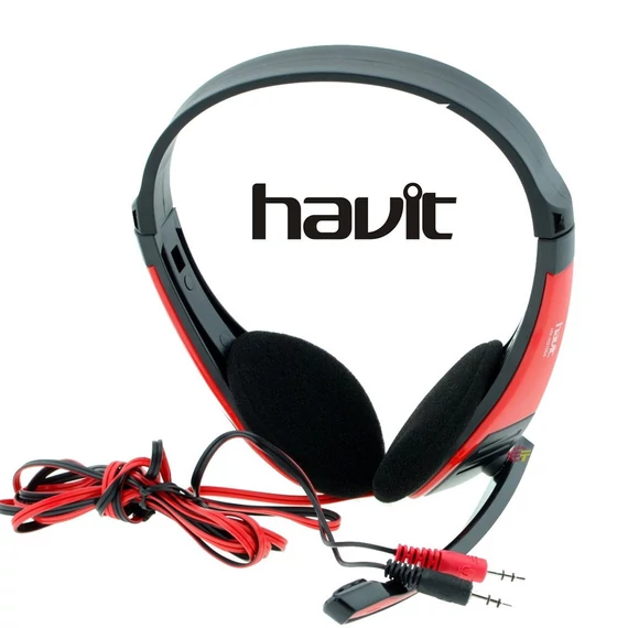 Havit HV-H2105D vezetékes fejhallgató, fekete-piros