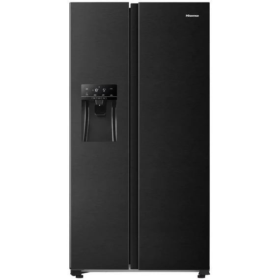 HISENSE RS650N4AF2 Szabadonálló Side by Side Hűtő 2 ajtós, Energiaosztály E, Hűtőtér 334 l, fagyasztótér 334 l,  5 polc, 7 fagyasztórekesz, 1 hűtőkör, Kijelző, Nyaralási mód, 3D/AR, Fekete