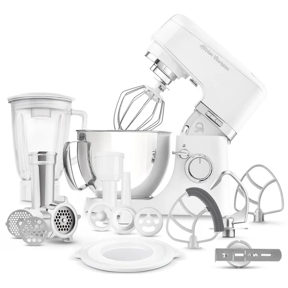 Sencor STM 6350WH Konyhai robotgép, 1000W, 4,5 L rozsdamentes edény, Mixer, Húsdaráló, Kolbásztöltő, Fehér