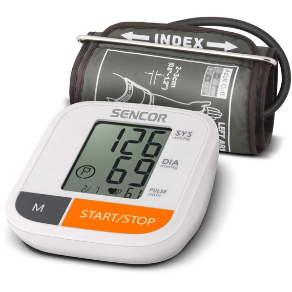 Sencor SBP 6800WH Felkaros vérnyomásmérő, LCD Kijelző, Állítható pánt, Mérés memória, Mérés átlag számítás