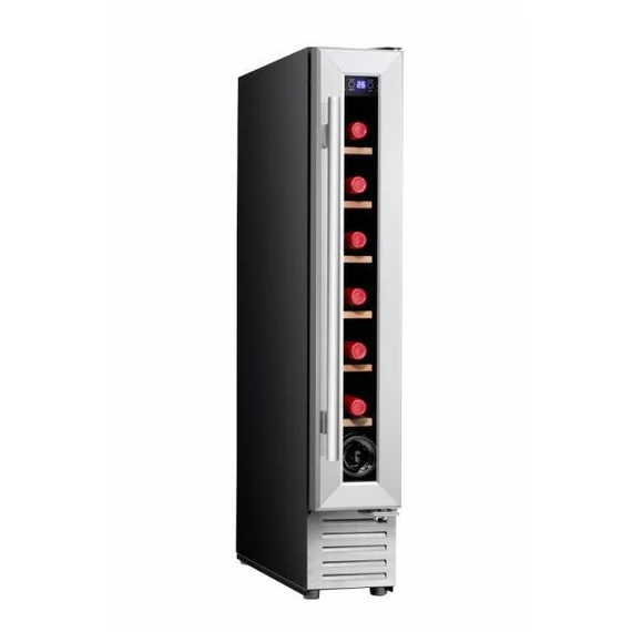 Stahlman ST-307 kompresszoros borhűtő és italhűtő, 18 l, 7 palack, 6 db fém fix polc, LED világítás, Ezüst