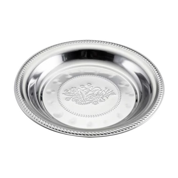 Victor V144-60 rozsdamentes kerek tálca, 60 cm átmérő, Thai virág mintával
