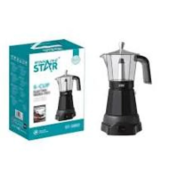 Winning Star ST-6802 Elektromos Moka Kávéfőző, 480W, 6 csészés, Fekete 