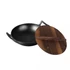 Kép 1/3 - BERLINGER HAUS LP-BH-190 öntöttvas wok fa fedővel, 30 cm, 3 az 1-ben, Sütőbe tehető, Indukciós főzőlapon használható, Piknikezéshez is alaklmas, Fekete