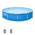 Kép 1/7 - Bestway Steel Pro Bahama kör alakú fémvázas medence vízforgatóval, 366 x 76 cm, 6,4 m³ víztérfogat, kék (56681)