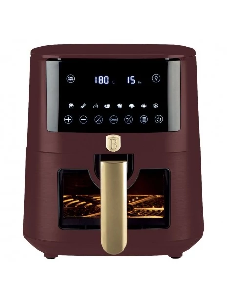Berlinger Haus BH/9606 matt bordó 8 L forrólevegős sütő 1650W XXXL méret kosár tapadásmentes bevonattal Digitális