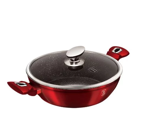 BERLINGER HAUS BH/7110 Wok fedővel, 30cm, Burgundy Metallic Line