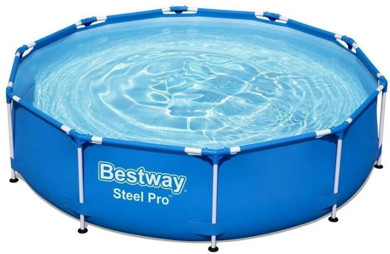 Bestway Steel Pro kör alakú fémvázas medence vízforgatóval, 305 x 76 cm, 4,6 m³ víztérfogat, kék (56679)