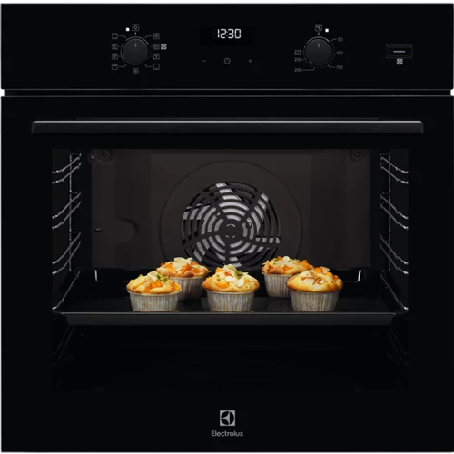Electrolux EOD5C50Z SteamBake beépíthető sütő, 2990 W, 72 l, Sütővilágítás, Grill funkció, Sütési funkciók, Légkeverés, Hőlégbefúvás, Párás sütés, Alsó+Felső sütés, Hagyományos sütés, Pizza, Turbó grill, Kiolvasztás, Fekete-Ezüst