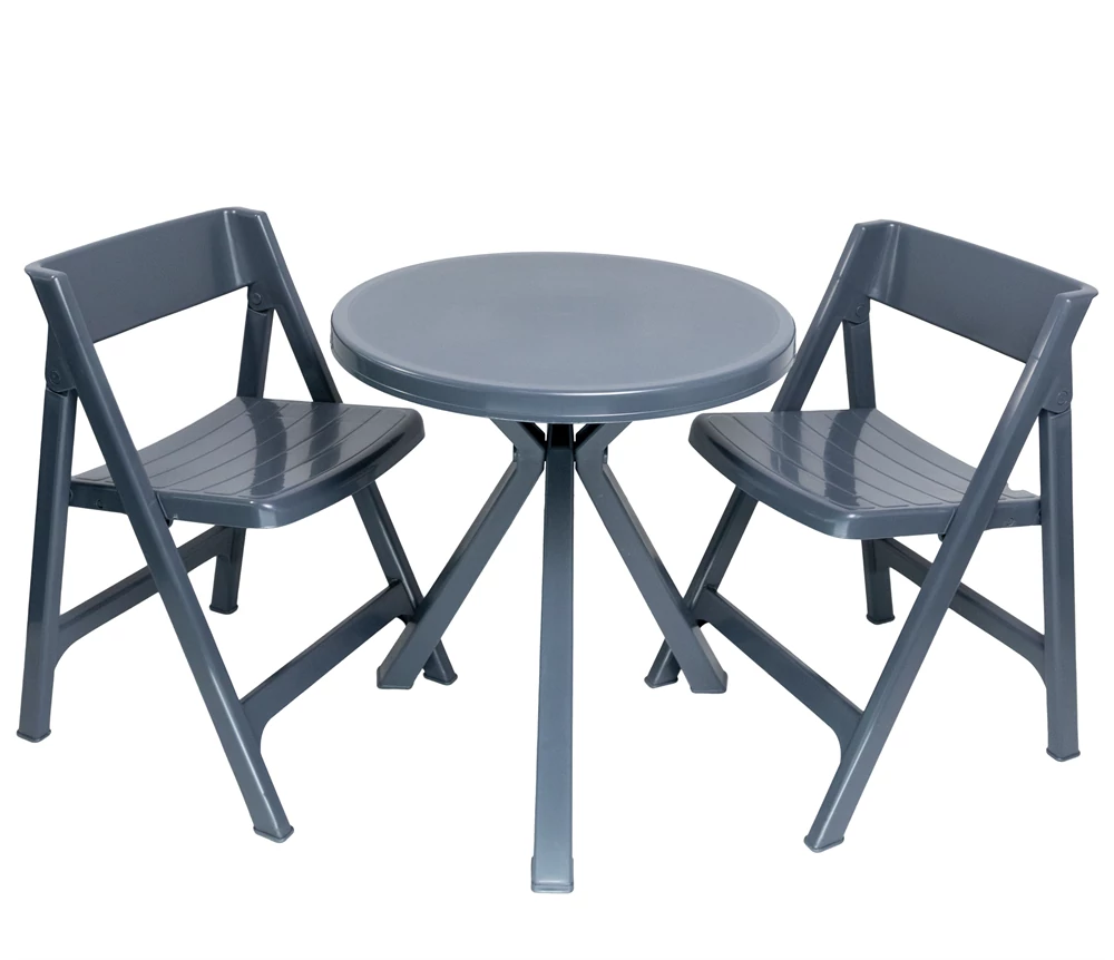 FLAIR 61604 antracit balkon szett, asztal (70x72 cm) és 2 szék (46x50x75 cm)