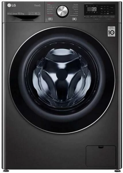 LG F4WV910P2SE Elöltöltős gőzfunkciós mosógép, 10.5kg, 1400 ford., A energiao., Steam+, TurboWash360°, AI DD, Wi-Fi/ThinQ, acél fekete/acél fekete/fekete/króm