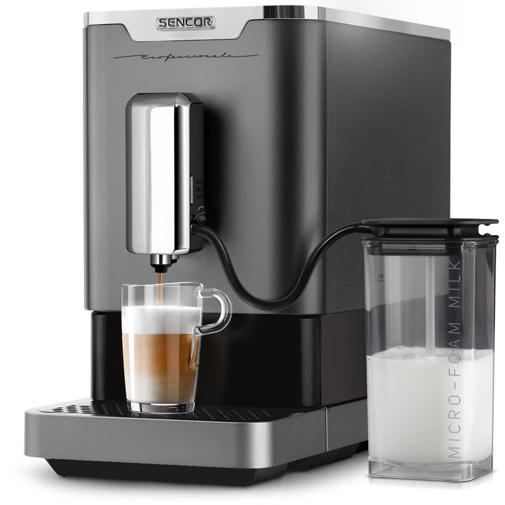 Sencor SES 9200CH Automata Kávéfőző tejtartállyal, 19 bar, Ezüst