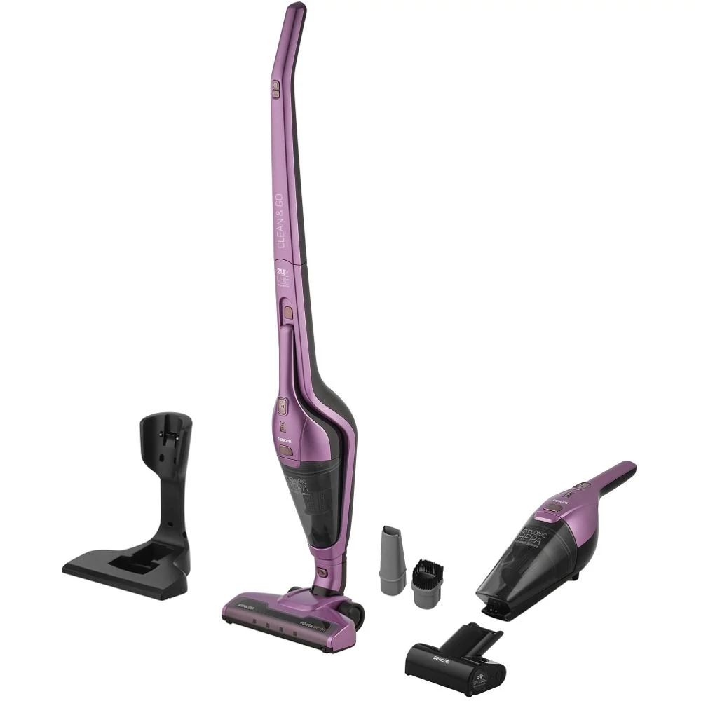 Sencor SVC 0603VT Vezeték nélküli álló porszívó 3in1, Cat & Dog Mini motoros forgókefe, 21.6 V, 2000 mAh, 45 perces működés, Lila