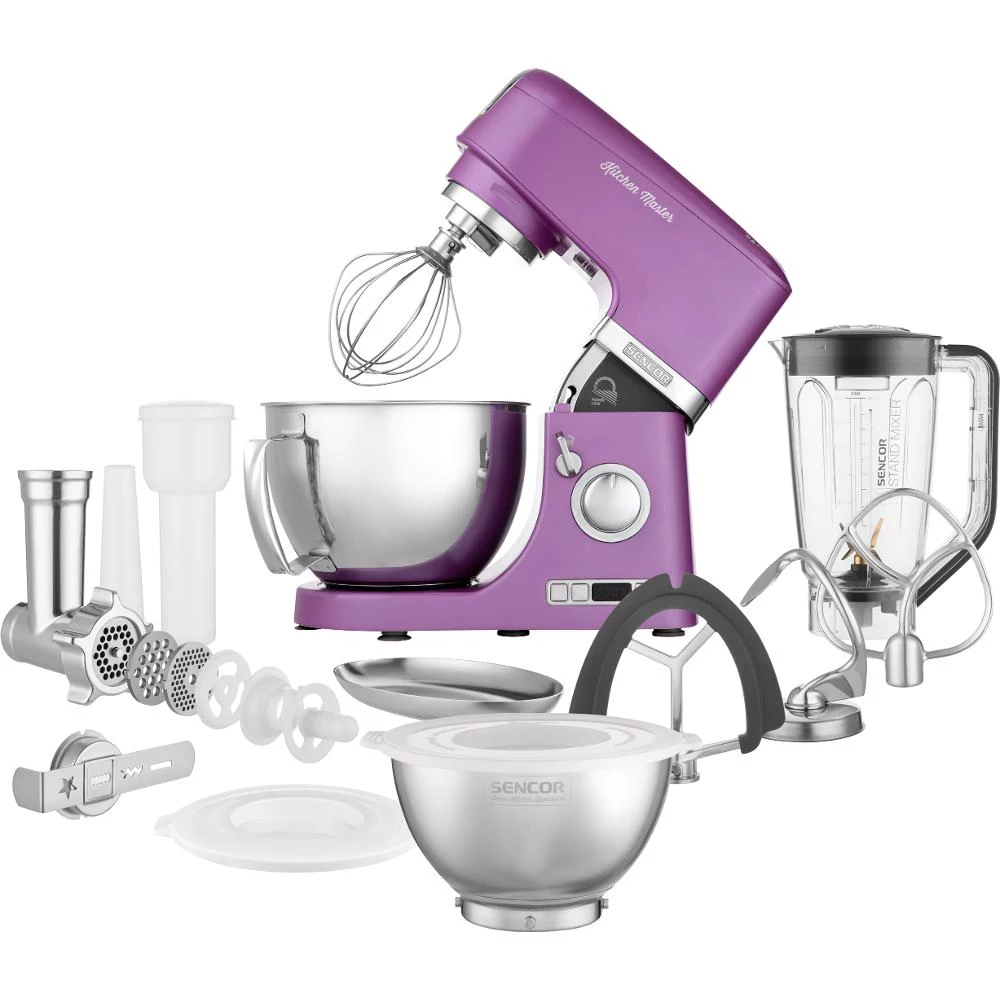 Sencor STM 7873VT Konyhai robotgép, 1000W, 4.5 literes keverőtál, 8 sebességi fokozat, Lila