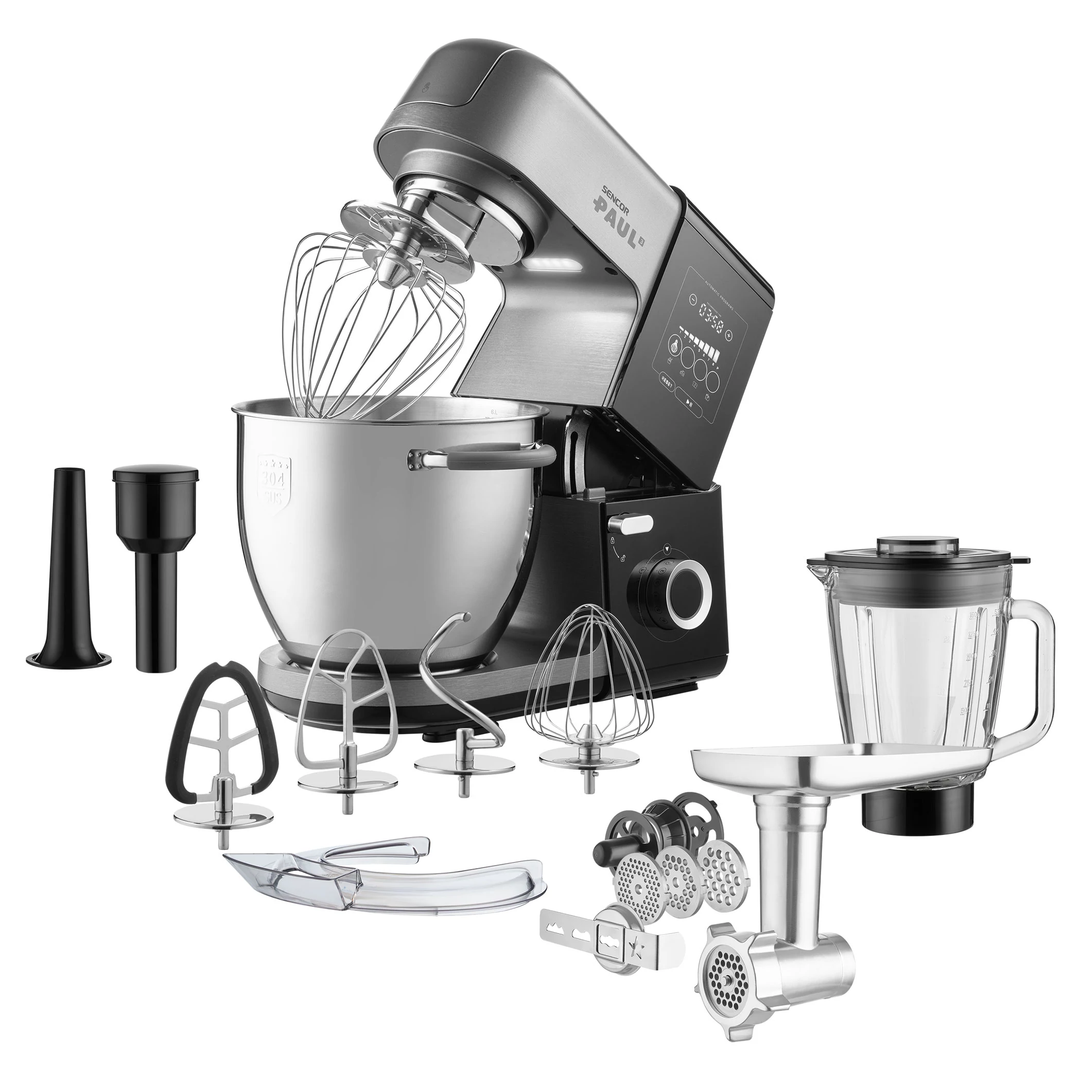 Sencor STM 8950 Paul 3 Konyhai robotgép, 1800W, 6,7L rozsdamentes acéledény, 8 fokozat, Ezüst