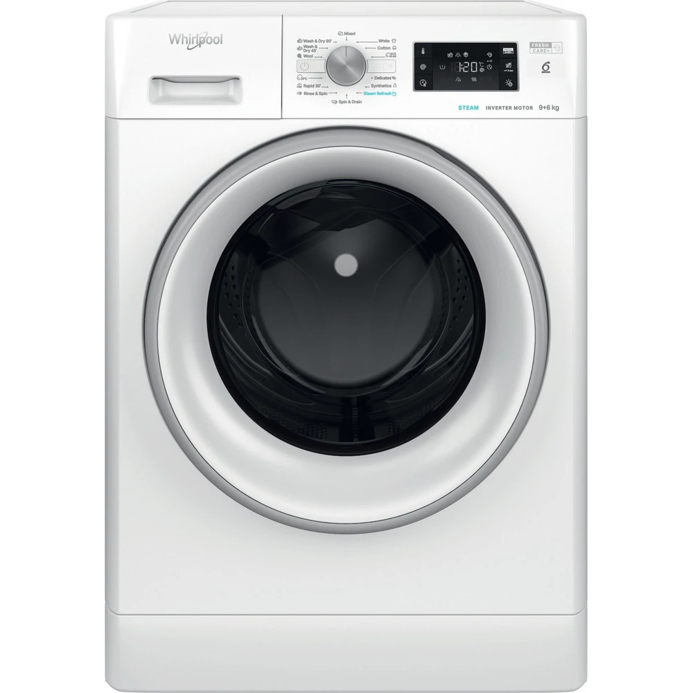 Whirlpool FFWDB 964369 SV EE elöltöltős mosó-szárítógép, 9kg, 1400fordulat/perc, 6.érzék szenzortechnika, gőzöléses ruhafrissítés, Inverteres motor, 10 év motorgarancia, Fehér